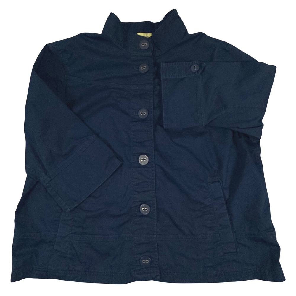 Eddie Bauer XL Lightweight Button Up Jacket Collared 3/4 Sleeve Cropped Shacket